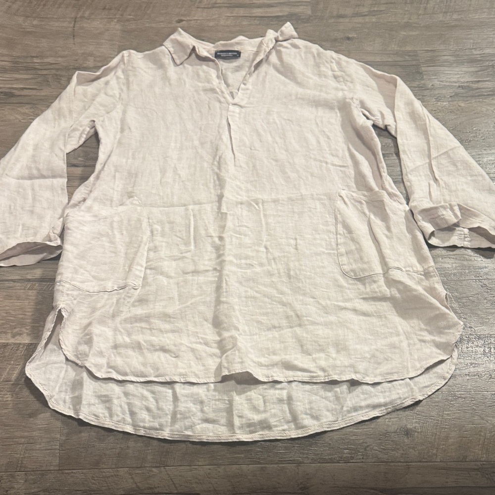 Francesca Bettini 100% Linen Light Tan/Cream Top – Size L